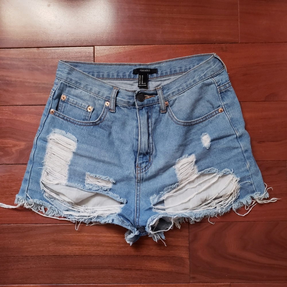 Forever 21 Distressed Jean Shorts